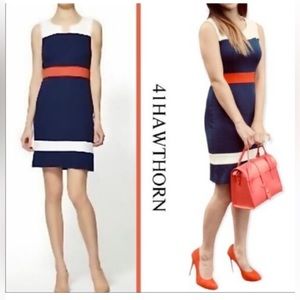 41 Hawthorn Sloane Sleeveless Navy Color Block Sheath Dress Ponte Knit - Medium